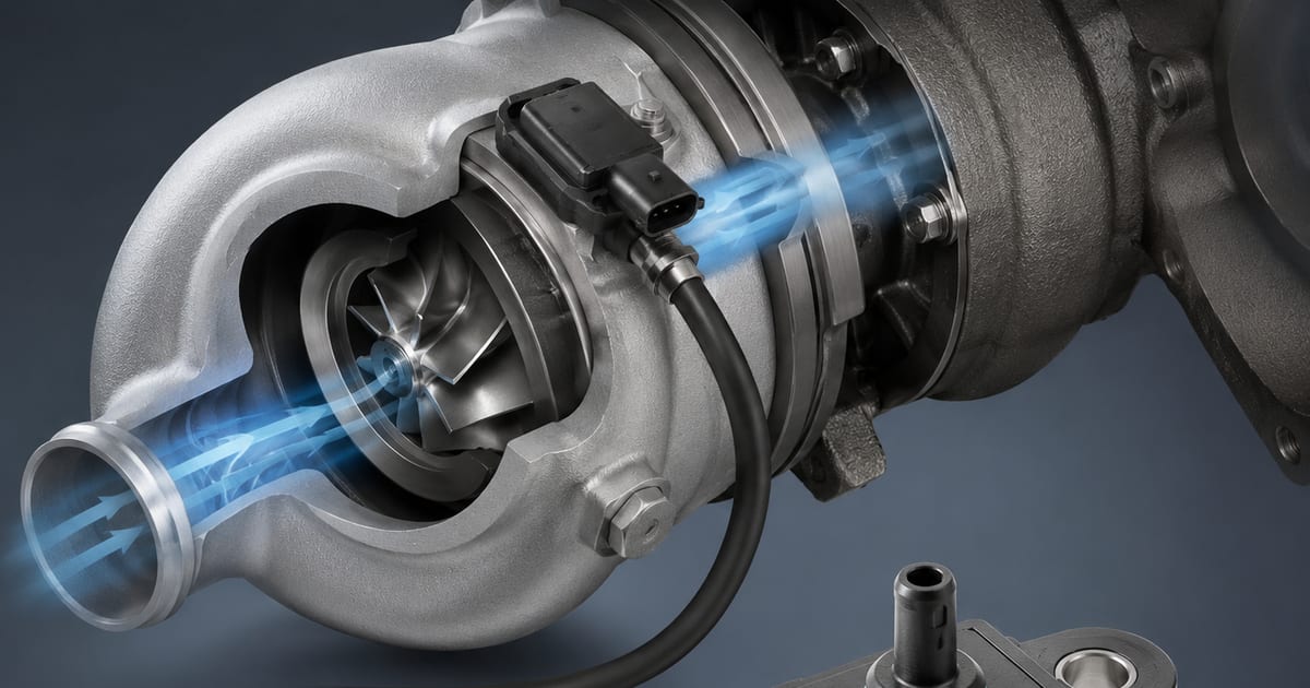 Capteur de pression turbocompresseur sur admission moteur diesel en atelier automobile